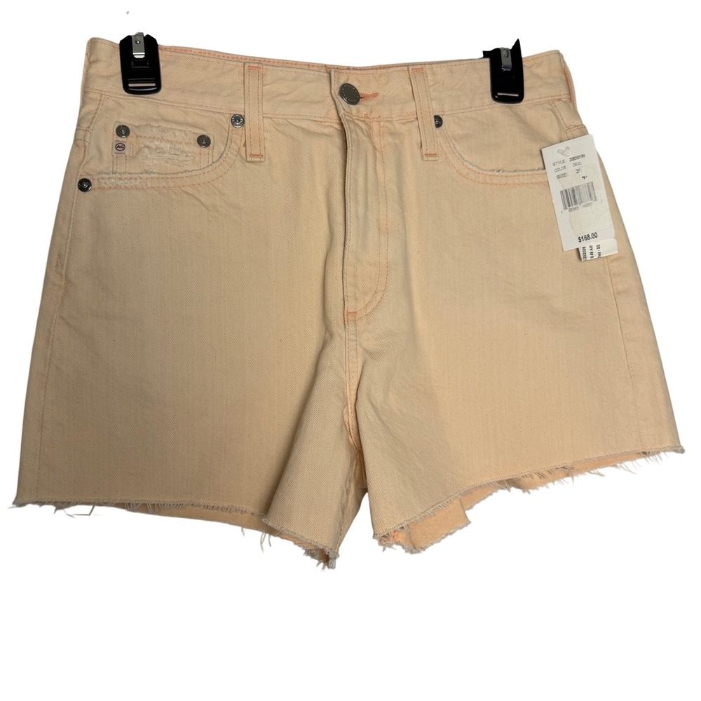 AG‎ Adriano Goldschmied Peach High Rise Raw Hem Denim Shorts 26 ZNBD1B11RH NEW